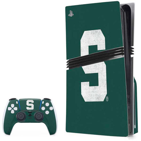 Michigan State University Spartans Away Grey S PS5 Pro Disk Bundle  Skin